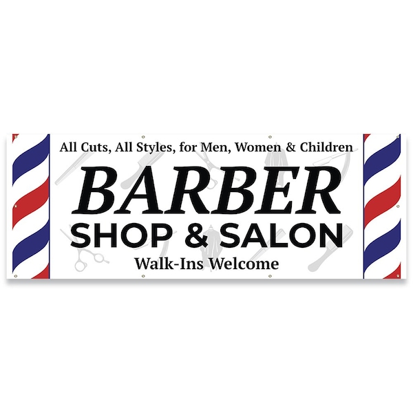 Barber Shop & Salon Walk-Ins Welcome Banner Concession Stand Food Truck Single Sided